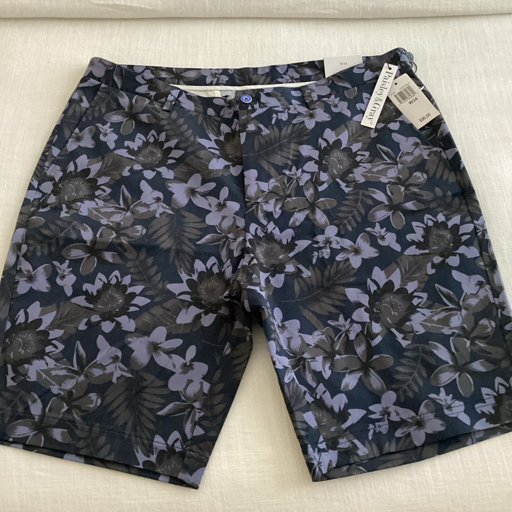 Paisley & Gray Shorts Mens 34 Blue Hawaiian Tropical Slim Fit NWT